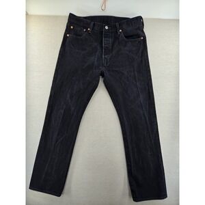 Levis 501 Jeans Mens 34x32 Fits 33.5x30.5" Black Straight Leg Button Fly Denim